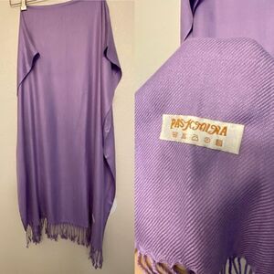 Pashmina 100% lavender lilac purple color Fringe Scarf Wrap Shawl 30x80